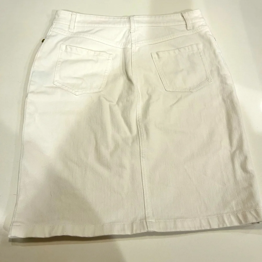J. McLaughlin preppy classic summer white‎ denim mini knee length skirt size 4 - Picture 2 of 9